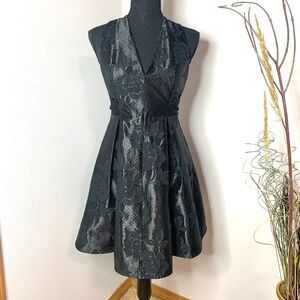 Topshop Fit & Flare Black V-Neck Skater Dress